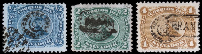 El Salvador Scott 5, 7-8 (1874) Used H F-VF