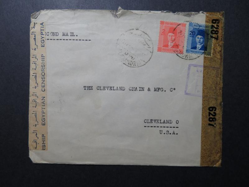 Egypt WW2 Dual Censor Cover to USA - Z10843