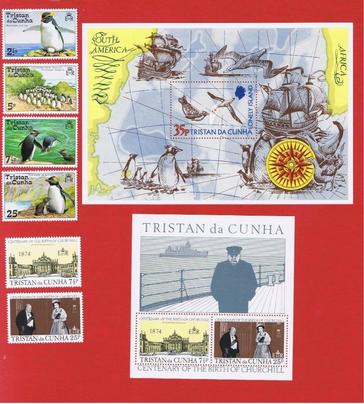 Tristan da Cunha #191-197a  MNH OG  1974 complete w/SS   Free S/H 