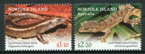 Norfolk Islands 2021 MNH Lizards Stamps Lord Howe Island Skinks & Geckos 2v Set