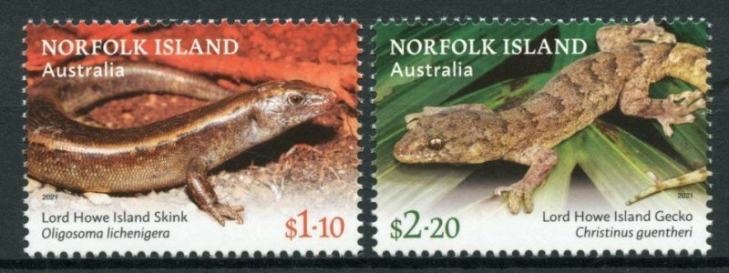 Norfolk Islands 2021 MNH Lizards Stamps Lord Howe Island Skinks & Geckos 2v Set 