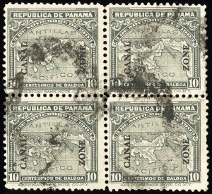 Canal Zone Stamps # 37 Used XF Block Of 4