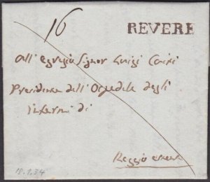 ITALY 1834 entire folded letter ex REVERE...................................z111