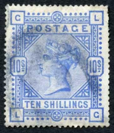 SG183 10/- Ultramarine Cat 525 pounds