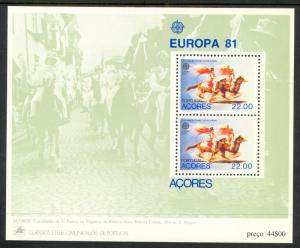 PORTUGAL AZORES 1981 EUROPA Souvenir Sheet Scott No. 322a MNH