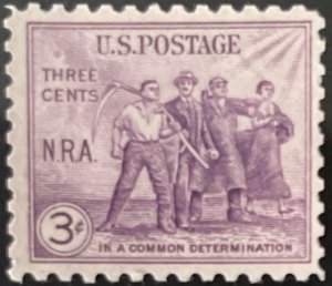 Scott #732 1933 3¢ National Recovery Act MNH OG