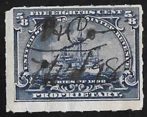 RB23 5/8 cent Propristary Battleship Stamps used F