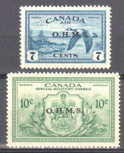 Canada #CO1 to CO2 VF H - Overprint OHMS C$28.00