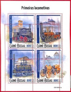 A1836 - GUINEA BISSAU, ERROR: MISSPERF, MINIATURE S -2019 Trains, Old Locomotive