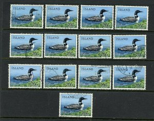 Iceland #388 (13) (IC913) complete common loon, Used, F-VF, CV$78.00