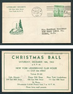 1943 Literary Society Christmas Ball Advertisement - New York, NY to Bronx, NY