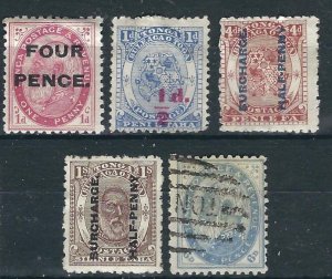 Tonga 5 Different Used/MH.MNG F/VF 1888-94 SCV $37.75