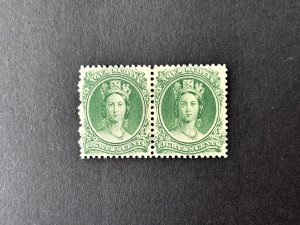 Nova Scotia: 1860, 8.5d deep green, white paper,  MNH Pair