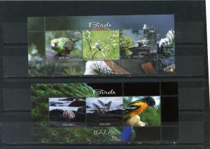 MALAWI 2012 FAUNA/BIRDS 2 SHEETS OF 3 STAMPS MNH