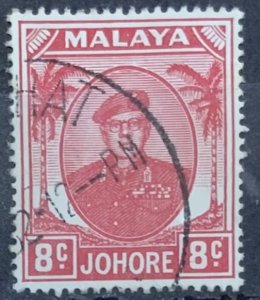 JOHORE 1949 8 cents SCARLET SG138  USED