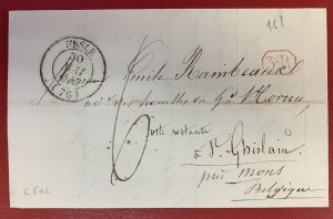 Belgium, 1847, Stampless Cover, from Nesle to St. Ghislain, 7 Postal Markings