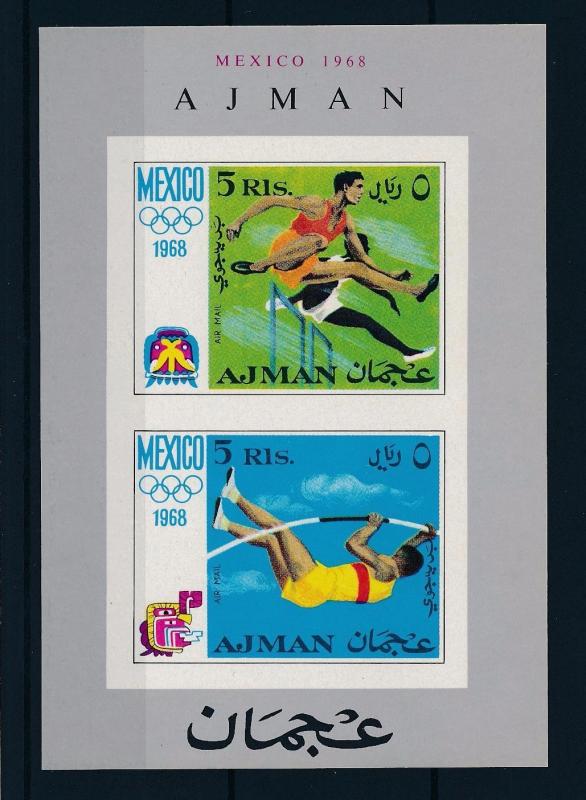 [43006] Ajman 1968 Olympics Mexico Athletics without impressed perf. MNH Sheet