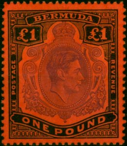 Bermuda 1951 £1 Violet & Black-Scarlet SG121d P.13 V.F MNH (15)