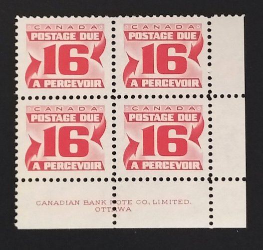 Canada J37i Plate Block LR VF MNH