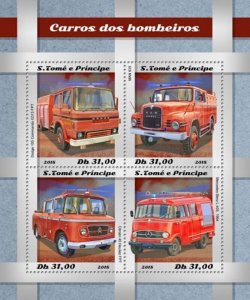 St Thomas - 2018 Fire Engines - 4 Stamp Sheet - ST18505a