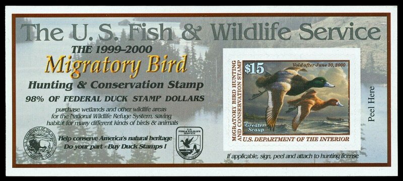 Scott RW66A 1999 $15 Duck Stamp Mint VF OG NH Cat $30