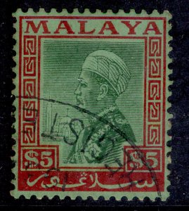 MALAYSIA - Selangor GVI SG85, $5 green & red/emerald, FINE USED. Cat £35.