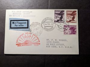 1931 Austria Airmail LZ 127 Graf Zeppelin Polar Flight Cover to New York NY USA