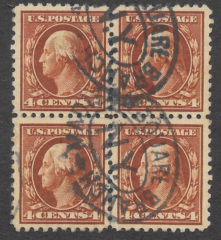 465 Used 4c. Washington, XF-S, Block of 4, Free Insured Shipping