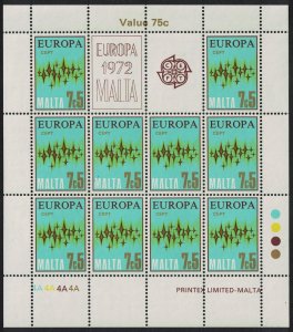 Malta Stars Europa CEPT 7c5 Sheetlet 1972 MNH SG#481