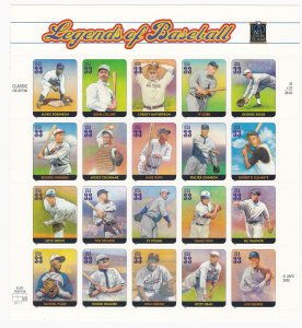 US Scott #3408 Legends of Baseball Souvenir Sheet