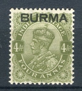 BURMA; 1937 early GV Optd. issue Mint hinged 4a. value
