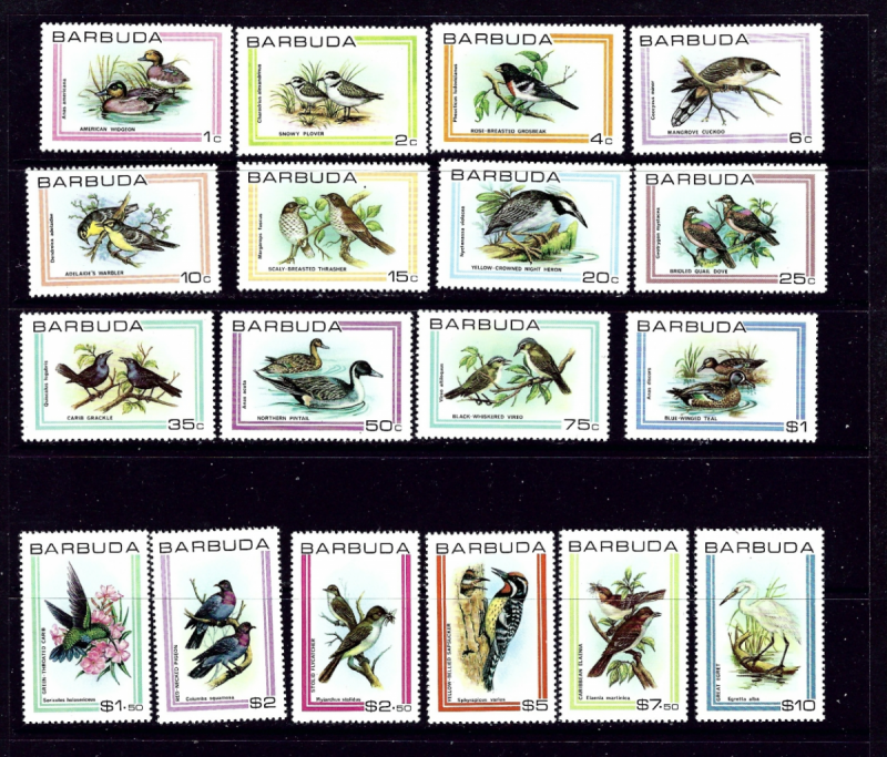 Barbuda 431-48 MNH 1980 Birds Definitive Set