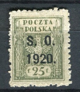 POLAND; 1920 Silesia Optd. issue ' 1920 S.O. ' Mint hinged 25f. value