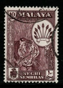MALAYA NEGRI SEMBILAN SG74 1961 10c DEEP MAROON FINE USED