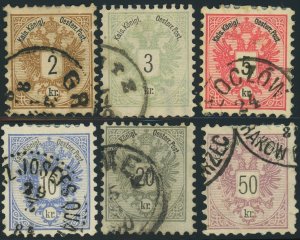 Austria #41-46 Coat of Arms Postage Stamps Europe 1883 Used