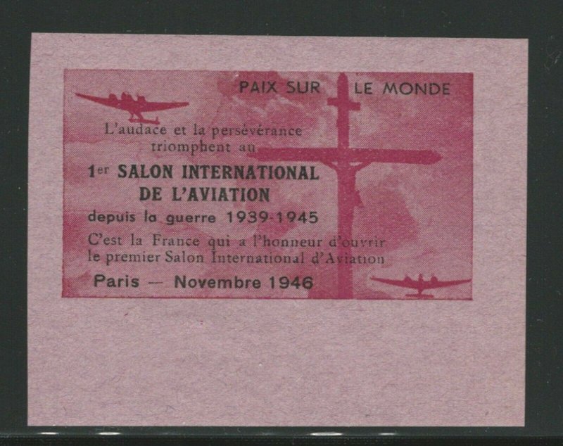 Paris 1946, First International Aviation Exhibition Since WWII, Poster Stamp  