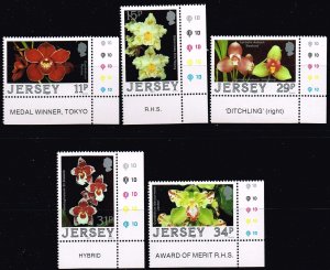 Jersey 1988, Sc.#442-6 MNH  Jersey Orchids (2nd series)