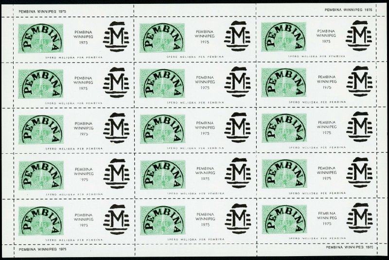 PEMBINA - WINNIPEG / Local Post / 1975 Mint Never Hinged Full Sheet  ~  S3784