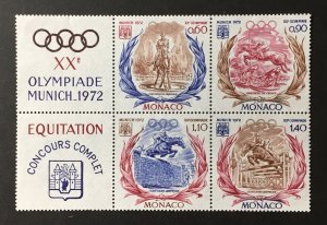 Monaco 1972 #839a S/S w/Label, 1972 Olympics, MNH(see note).