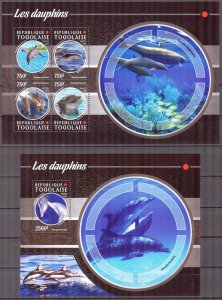 Togo 2015 Marine Life Dolphins Sheet + S/S MNH