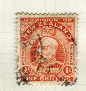 NEW ZEALAND; 1909-12 early Ed VII issue fine used Shade of 1s. value