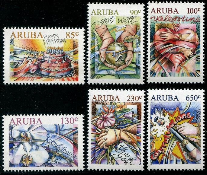 HERRICKSTAMP NEW ISSUES ARUBA Sc.# 593-98 Greetings 2018