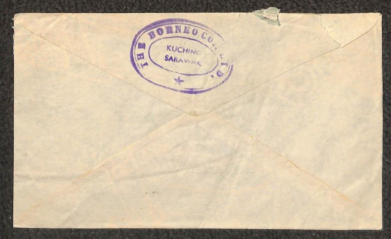 SARAWAK 204 & 209 STAMPS MARKS & CLERK KUCHING AIRMAIL COVER 1959