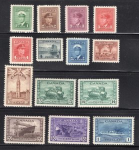 Canada 1942-43 Complete Set - OG MNH - SC# 249-262  Cats $173.45  (ref# 239372)