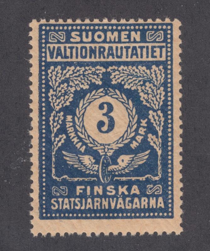 Finland HS 49 var MLH. 1920 3mk Railway Stamp, perf 14