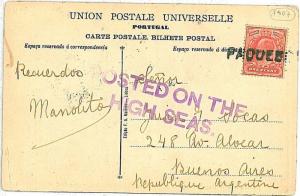 BOATS - PAQUEBOT POSTMARK  on POSTCARD:  GB \ PORTUGAL 1907