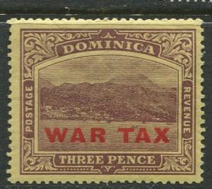 DOMINICA -Scott MR4 - Overprint War Tax -1918 - MLH- Single 3p Stamp