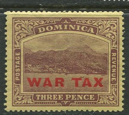 DOMINICA -Scott MR4 - Overprint War Tax -1918 - MLH- Single 3p Stamp