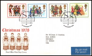 Great Britain 847-850 Christmas Typed FDC