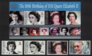 BIOT 80th Birthday of HM Queen Elizabeth II 4v+MS 2006 MNH SG#348-MS352